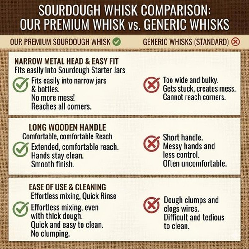 New England Sourdough Starter Co. | Sourdough Starter Stirring Hook & Dough Whisk | Small Size for Jars | Enhance Your Baking Results