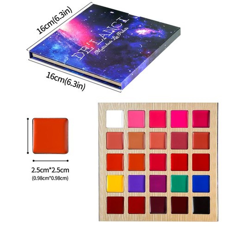 DE'LANCI Lipstick Palette Nude Red Peach Pink Shades 25 Color, Professional Moisturizing Lip Gloss, Long Lasting Soft Smooth Lipstick Pallet Waterproof, Pigmented Halloween Face Paint Costume Makeup