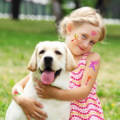 Temporary Tattoo Stencils, Eleanore's Diary Glitter Tattoo Templates for Kids Girls Face Body Art Tattooing, 16 Sheets 167 Original Designs Removable Tattoo Stickers for Party Rainy Days Easter