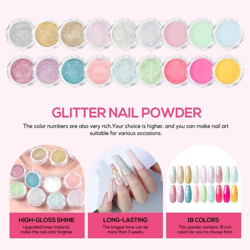 COSCELIA Acrylic Nail Kit with Everything, Professional Acrylic Powder Glitter Decoration Powder Extension Nails Art Kit Rhinestones Manicure