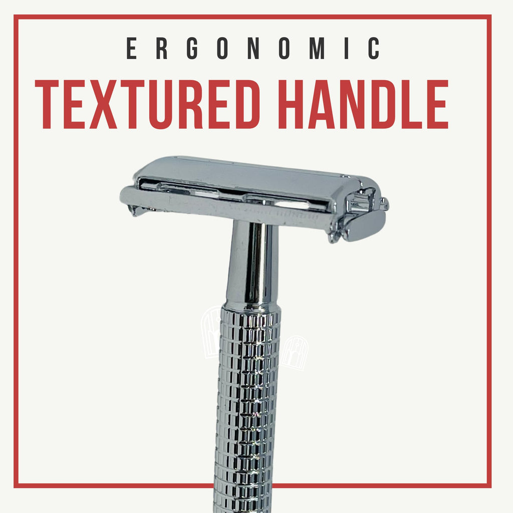 GENTS Long Handle Classic Double Edge Safety Razor - Butterfly Open Razor 10 Stainless Steel Double Edge Blade Refills - Close, Clean Shaving Razor for Men