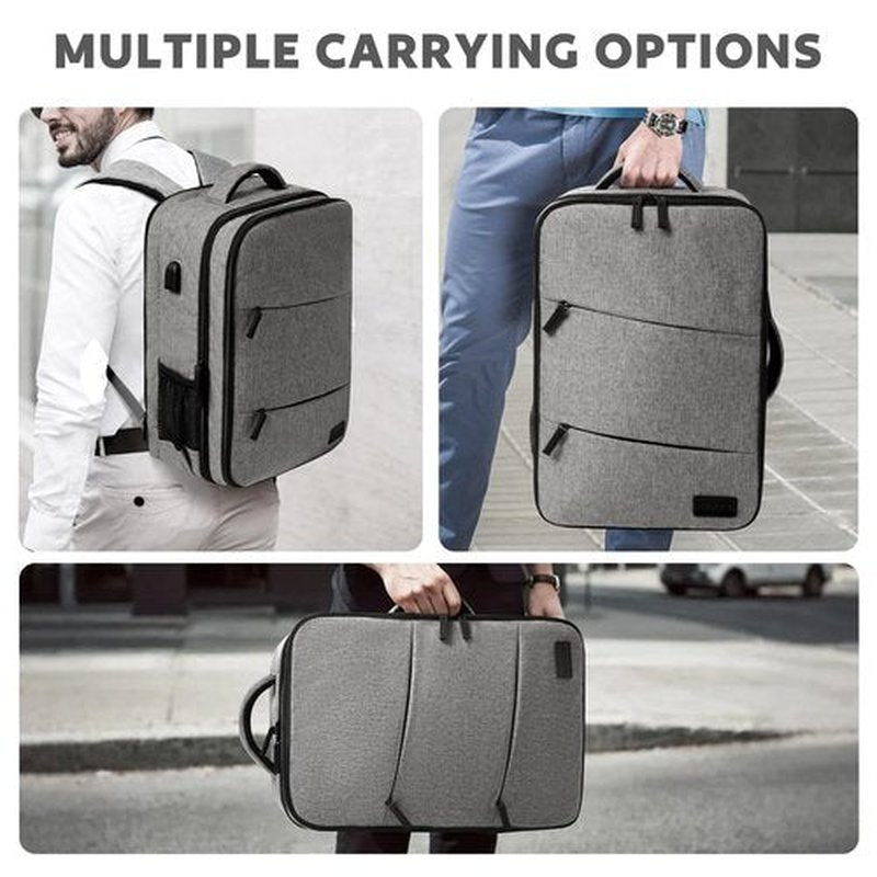 AUROTIER Barber Bag with Insulated Pocket, Portable Backpack for Clippers and Supplies, Travel Hairstylist Smart Bag with USB Charging Port, Water-resistant, Grey