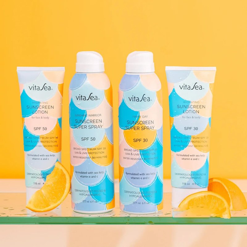 VitaSea Hydrating Sunscreen Lotion for Face and Body, Broad Spectrum Reef Friendly Sunscreen SPF 30, UVA & UVB Protection, Formulated with Sea Kelp, Vitamin E & C, 4 Fl Oz