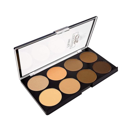 Ruby Kisses 3D Contour Powder Makeup Palette - Flawless Finish, Easy Blending, Long-Lasting Formula | Light Medium