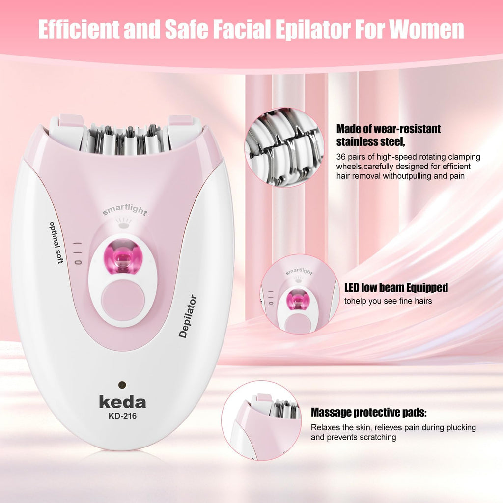 Epilator,2026 Upgraded Epilator for Women Rechargeable Cordless Hair Removal Device with LED Light & Dual Speeds, for Facial, Bikini, Arm, Leg, and Armpit