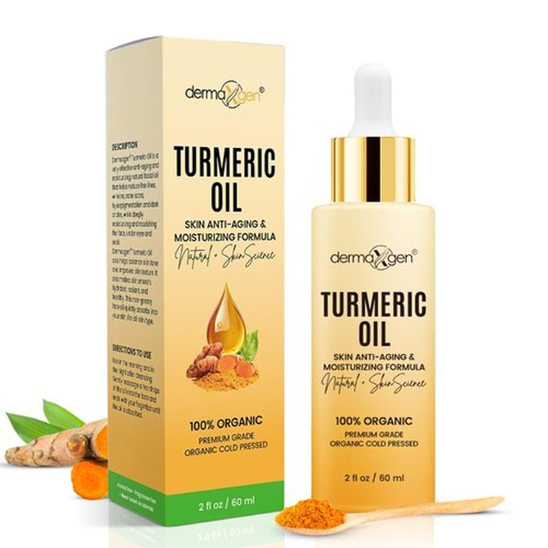 DERMAXGEN Organic Turmeric Oil for Skin Lightening – Turmeric Face Oil for Dark Spots, Anti-Aging & Hydrating Dry Skin – Glow Moisturizer for Face, Neck & Eyes (2 FL OZ / 60 ML)