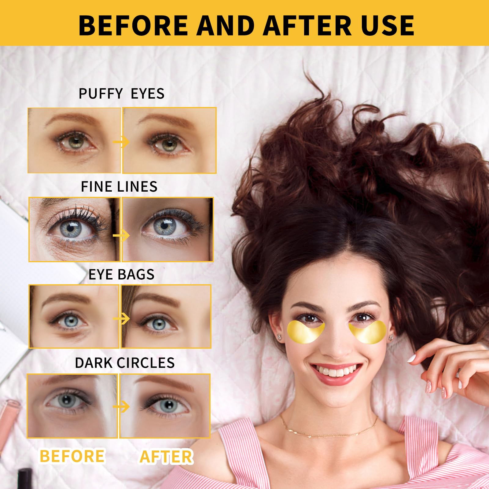 Under Eye Masks for Dark Circles and Puffiness 70PCS, Under Eye Patches for Puffy Eyes Treatment, Under Eye Gel Pads w/ Seaweed, Aloe Vera, Peptides for Eye Bags Treatment, Eye Mask Patches Skincare