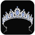 FORSEVEN Crystal Wedding Crown Rhinestone Headband Princess Party Tiaras Bridal Wedding Accessories Christmas Decorations Headband (Silver Blue White)