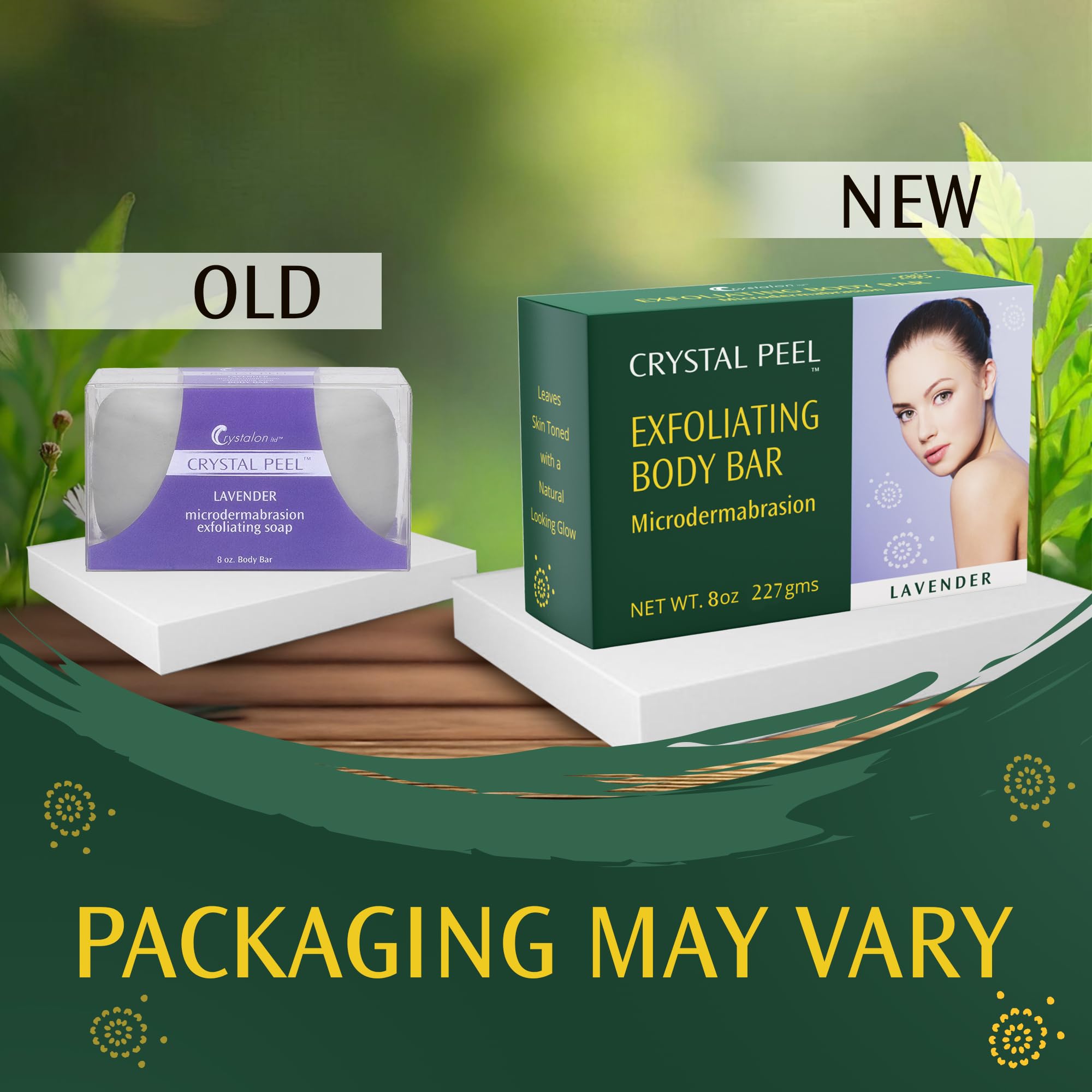 Exfoliating Bar Soap for Men & Women, Crystal Peel Luxury Microdermabrasion Hydrating & Exfoliating Body Soap Bar, Solid Magnesium Mineral Scrub for Buffing Away Dirt & Oil, Smooths Skin, Lavender 8oz