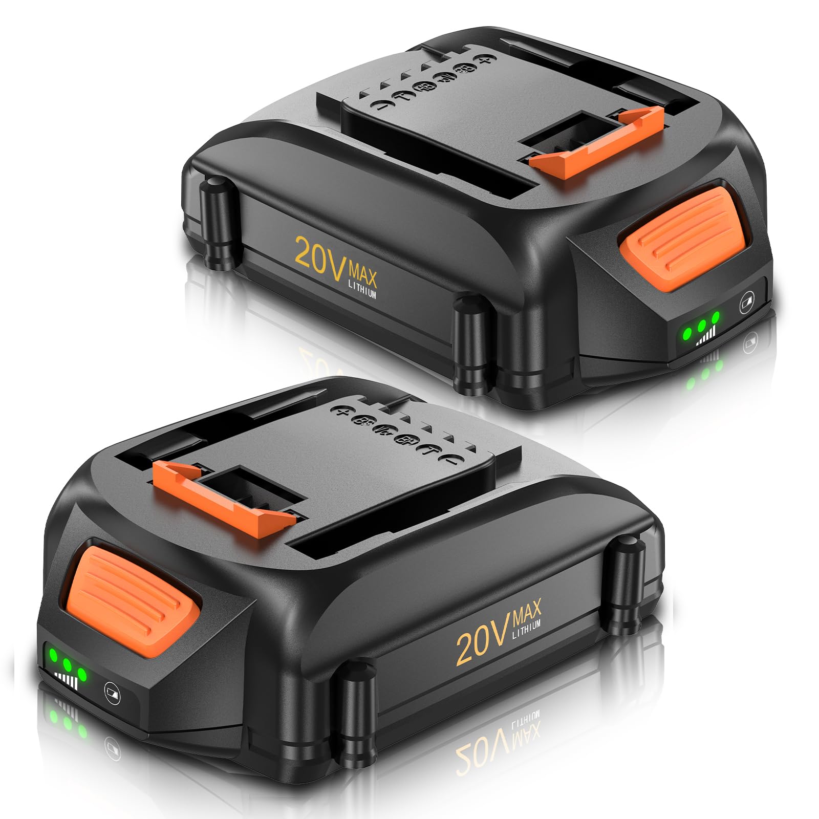 2Packs 4.0Ah WA3575 Replacement for Worx 20V Battery Power Share Max Lithium-ion Battery Compatible with Worx Battery 20 Volt WA3520 WA3525 WA3669.2 WG251s WG255s WG540s WG890 WG891 Cordless Tools
