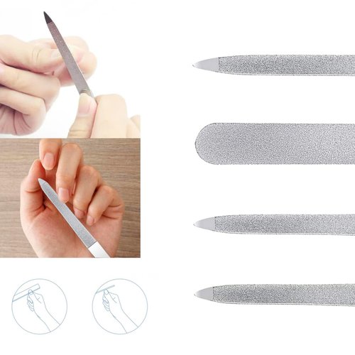 5 PCS Diamond Nail File Double Sided Metal Fingernail Manicure Files for Polish Nail, Removes Nail Ridges 7 Inches
