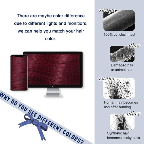Sunya Clip in Hair Extensions Real Human Hair 7 Pcs Human Hair Clip in Extensions 14 Inch Straight Double Weft Remy Human Hair Extensions Clip ins for Women #99J Burgundy 70G