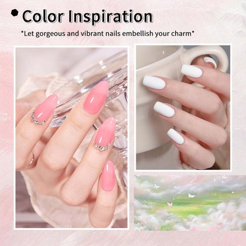 JR 9pcs 15ml Gel Nail Polish Set Black White Pink Series Gel Polish Kit UV LED Soak Off Nail Art Salon at Home DIY Gift A