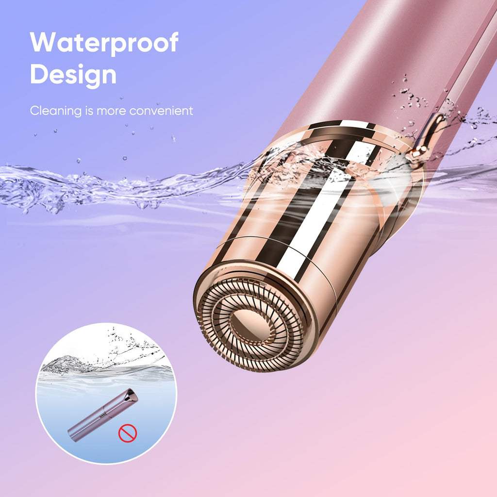 Flawless Facial Hair Remover for Women- as Seen on TV Painless Face Shaver -Mini Hair Remover, Electric Razor Shaver Portable Bikini Epilator for Lips, Chin, Armpit, Peach Fuzz,Neck, Cheek(Rose Gold)