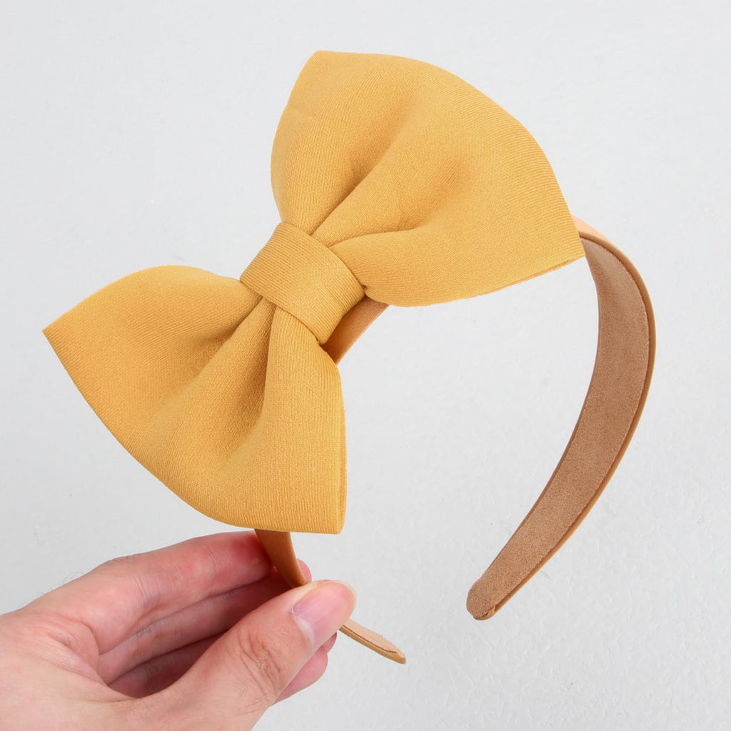 WJYX BOWS 10pcs Satin Fabric 5 inch Bow Headband Wide Hairband Simple and Plain Hair Hoop Hair Accessories for Women Girls