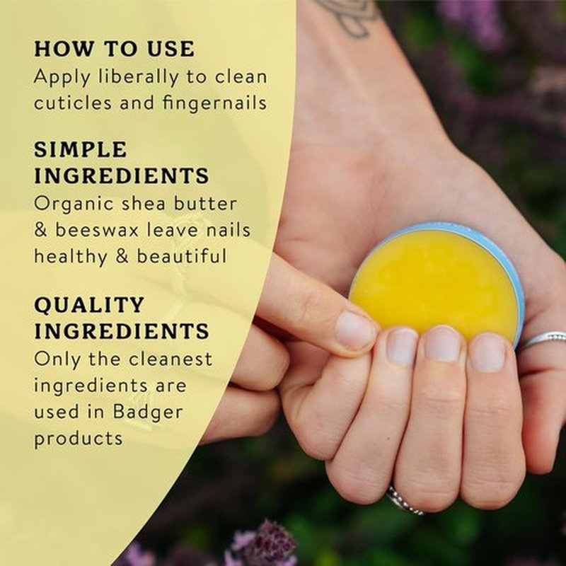 Badger Cuticle Cream - Deep Hydration for Dry Cuticles & Hangnails | 100% Organic Shea Butter Balm, 0.75oz Tin