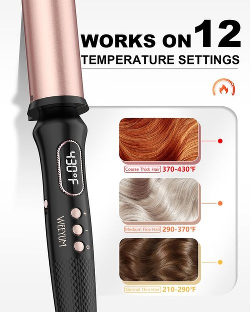 Curling Wand 1 1/2 Inch,Curling Iron 1.5 inch Professional for Beach Wave,Clamp Free Curling Wand for Quick Styling.