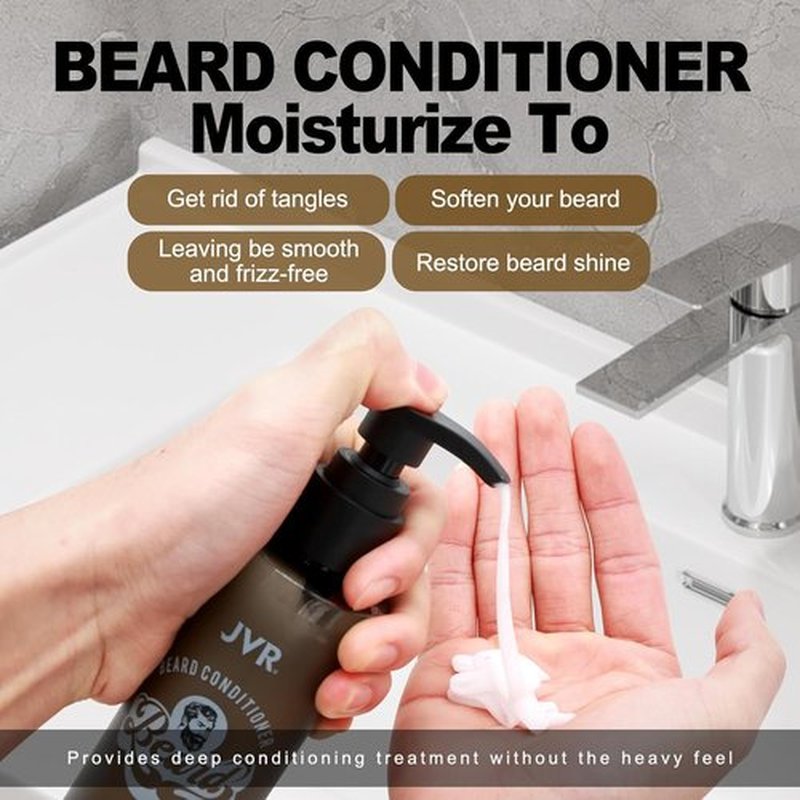 JVR Beard Wash & Conditioner - Organic Coconut & Aloe Formula for Soft, Frizz-Free Beards (6.7oz)