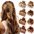 8 PCS Small Hair Clips for Women Girls, Square Medium Hair Claw Clips for Thin, Fine & Short Hair, Cute Non Slip Leopard Print Jaw Clips for Holiday Gifts, Ideal for Half Up Hair (Tortoise)