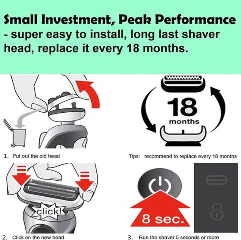 Braun Series 7 Replacement Head 73S - Compatible Shaver Head for 7020s, 7025s, 7085cc, 7071cc, 7075cc (1 Count)
