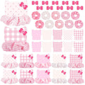 Yuxung 10 Sets Pink Cat Hair Accessories for Women Pink Cat Party Favors Kitten Bow Hair Clips Satin Scrunchies Barrettes Cute Ponytail Holder for Cartoon Kitten Birthday Party Supplies Spa Gifts