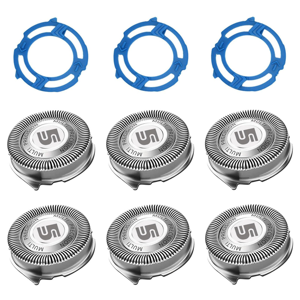 SH50 Replacement Heads for Philips 5000, 6 Pack with Retaining Rings