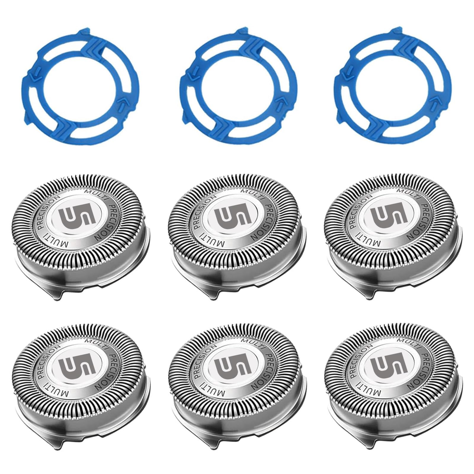 SH50 Replacement Heads for Philips 5000, 6 Pack with Retaining Rings