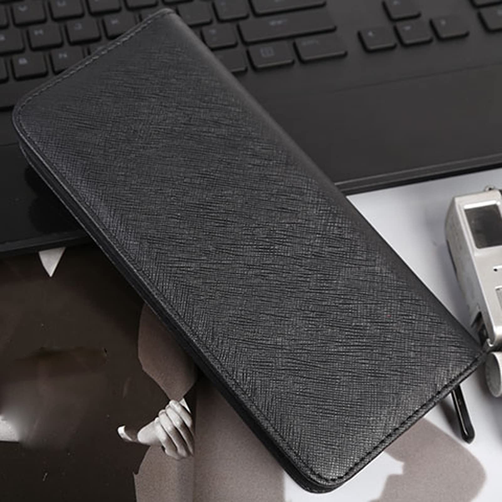 LAKE OF FIRE Scissors Case Featuring a Leather Cover and Zippers for Secure Storage and Enhanced Protection(Black+Gray)