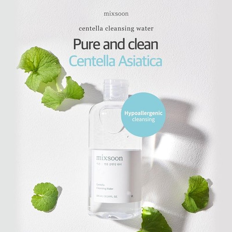 Mixsoon Centella Cleansing Water - 10.14 fl oz | Gentle Face Cleanser for Sensitive Skin with Aloe Vera