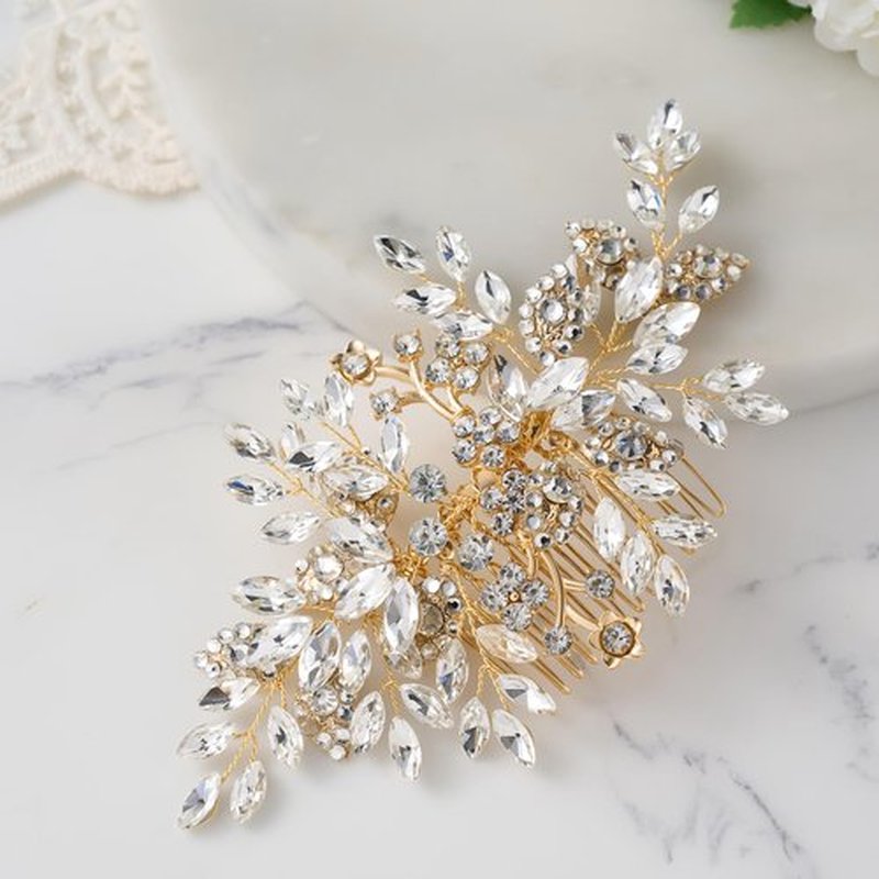 SWEETV Rhinestone Wedding Hair Comb Crystal Hair Pieces Bridal Side Combs Elegant Bride Hair Accessories Wedding Hair Clip for Women Girls Bridesmaid