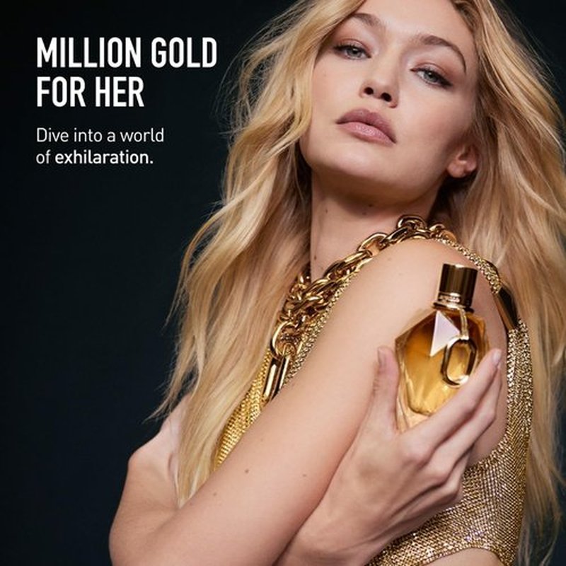 Rabanne Million Gold Eau de Parfum for Her - Long-Lasting Refillable Luxury Perfume with Sparkling Rose & White Flowers