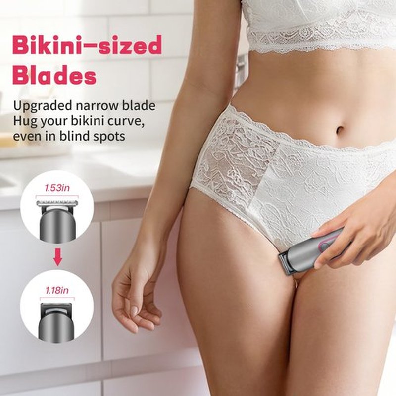 PRITECH Pubic Hair Trimmer Women - Rechargeable Bikini Trimmer for Women Sensitive Skin, Wet&Dry Use, Pain-Free Electric Razor&Shaver with Standing Recharge Dock, Ideal Gift, Slate Grey