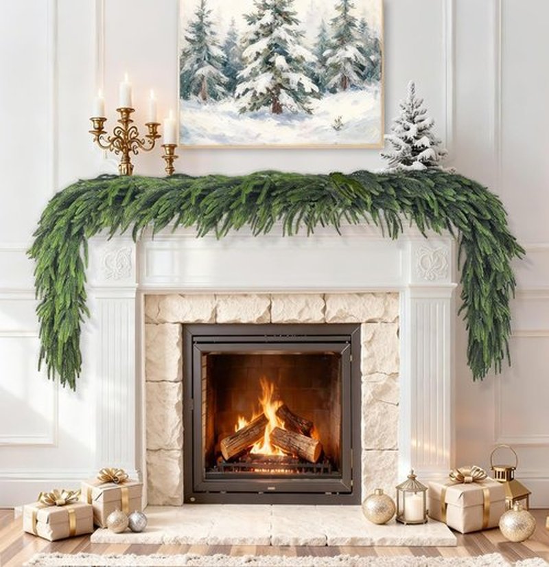 Norfolk Pine Garland - Realistic 6 Ft Christmas Decorations for Mantle, Table, Stairs & More