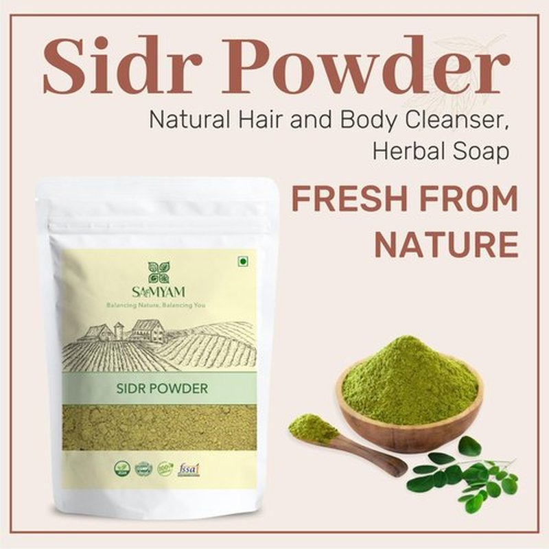SAMYAM Natural Sidr/Jujube Powder - 200g (7 oz) | Natural Hair and Body Cleanser, Herbal Soap