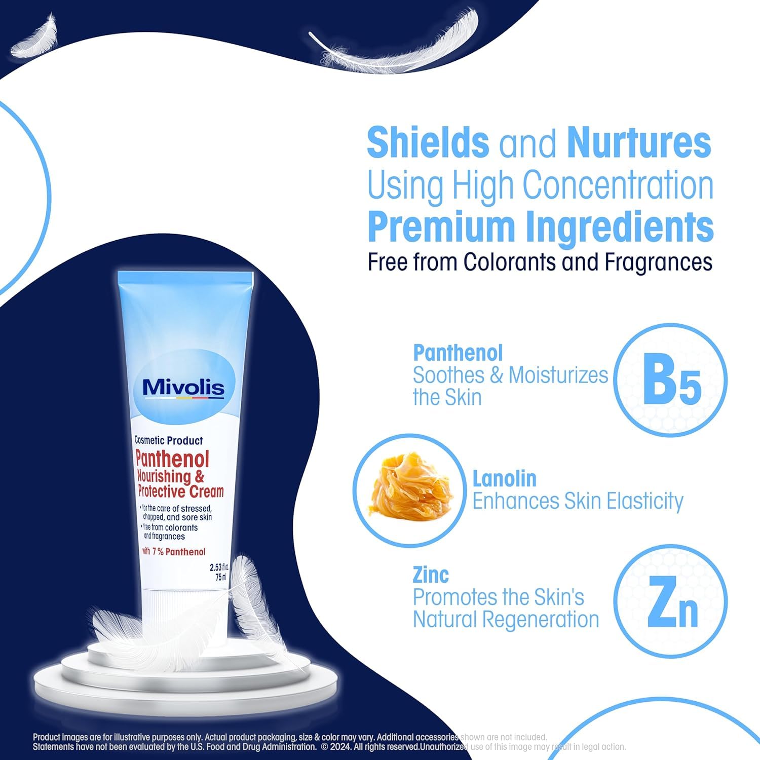 High Concentration 7% Panthenol B5 Multi Healing Ointment & Soothing Cream for Dry, Irritated Skin, Sunburn & Rash Relief, Baby Safe, Fragrance-Free.