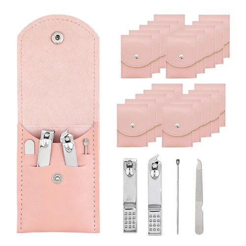 RISESAILS 20-Piece Complete Nail Care Kit, Professional Manicure Set with Stainless Steel Tools for Home Use, Travel & Gifts | Portable Nail Clipper Kit in Pink Case (Pink)