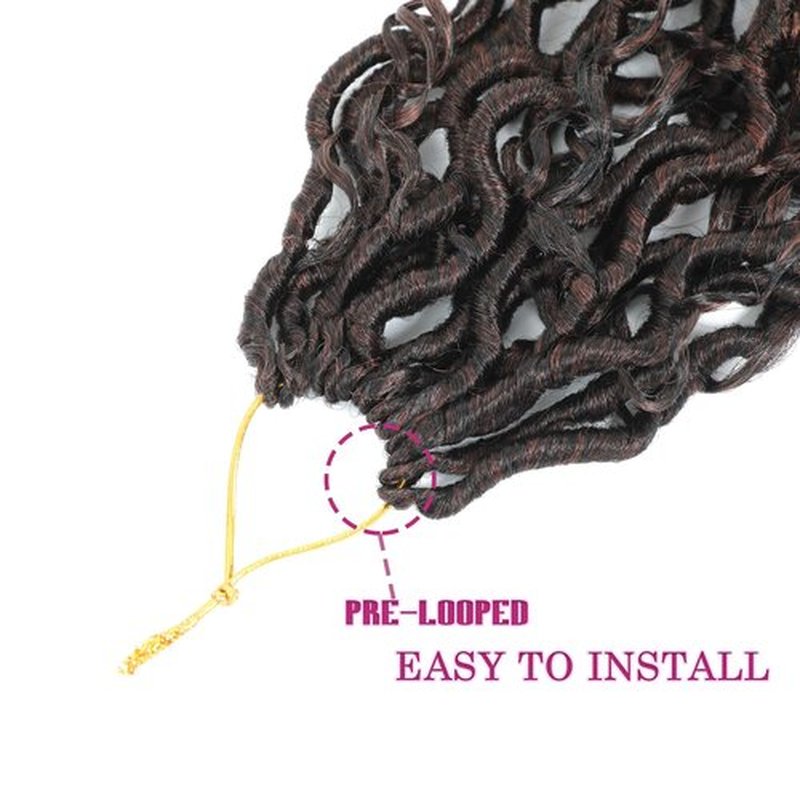 8 Packs Curly Goddess Faux Locs Crochet Hair for Black Women, 18 Inch Goddess Locs Crochet Hair Hippie Locs Synthetic Braids, Boho Style Hair Extensions (18 Inch, 8 Packs, T350#)