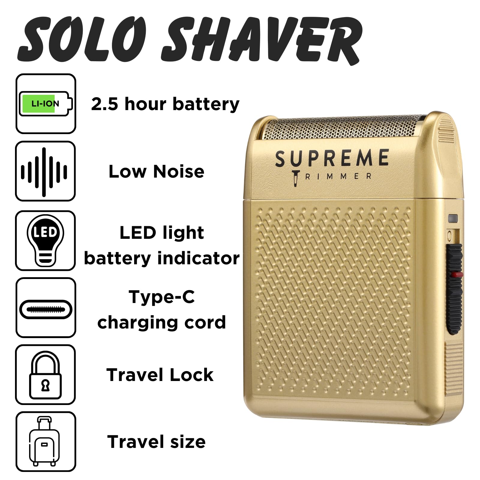 Supreme Trimmer Solo Single Foil Shaver for Pocket | 150 Min Runtime Cordless use, Powerful USB-C Mini Travel Razor for Professional & Home use | STF101