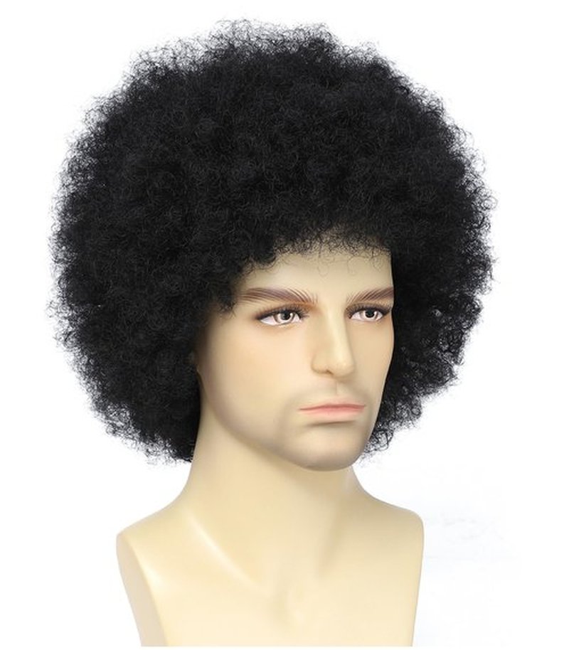 Cariniss 70s Disco Afro Wig - Unisex Large Curly Wig, Perfect for Halloween, Cosplay, Retro Parties, Disco and Bob Ross Costumes (Black)
