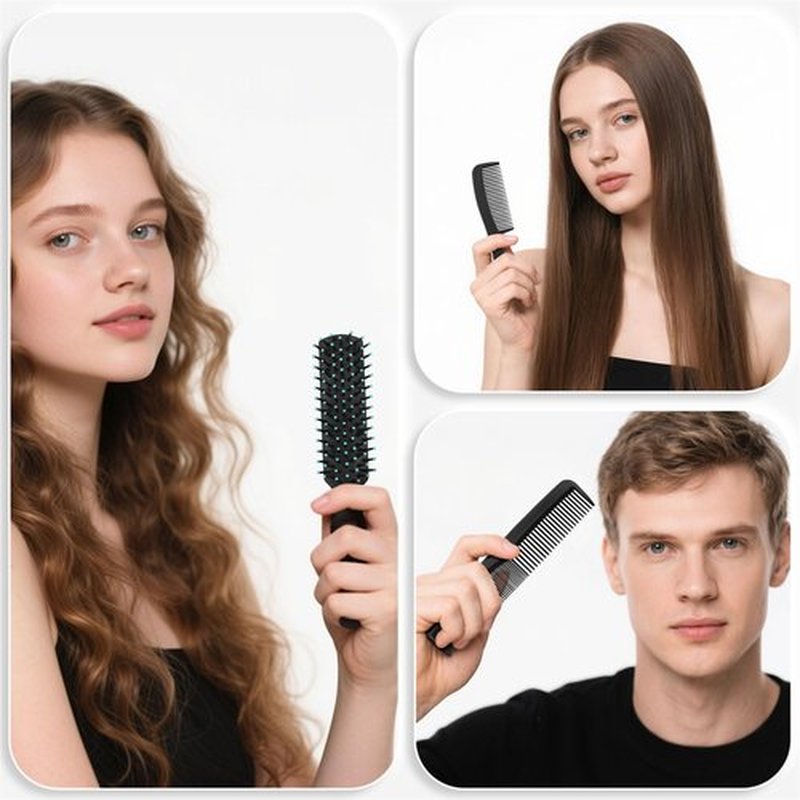 Gisdo 30 Pcs Hair Brush and Comb Set in Bulk,Individually Wrapped, Bulk Comb Brush Hairbrush for Women Kids Hotel Homeless Charity (Black)
