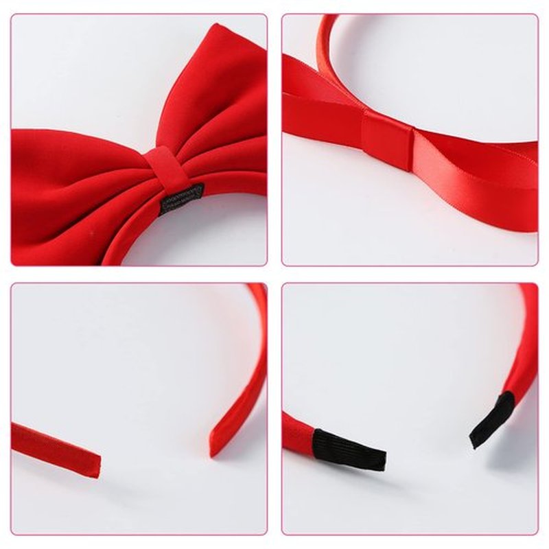 Fancheer 2 Pcs Big Red Bow Headband for Woman Halloween Costume Headwear Christmas Party Cosplay Hair Accessories