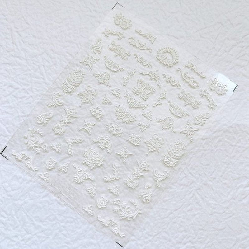 NAIL ANGEL 7Sheets Nail Art Adhesive Sticker Sheet 3D White Wedding Frame Shapes Nail Art Decoration 10310