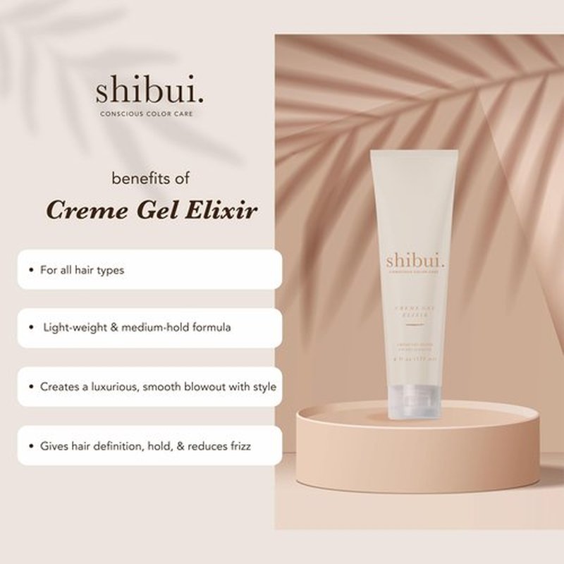 SHIBUI Creme Gel Elixir, Weightless Styling & Texture, Thermal Protection, Vegan & Sulfate-Free, 6 Fl Oz