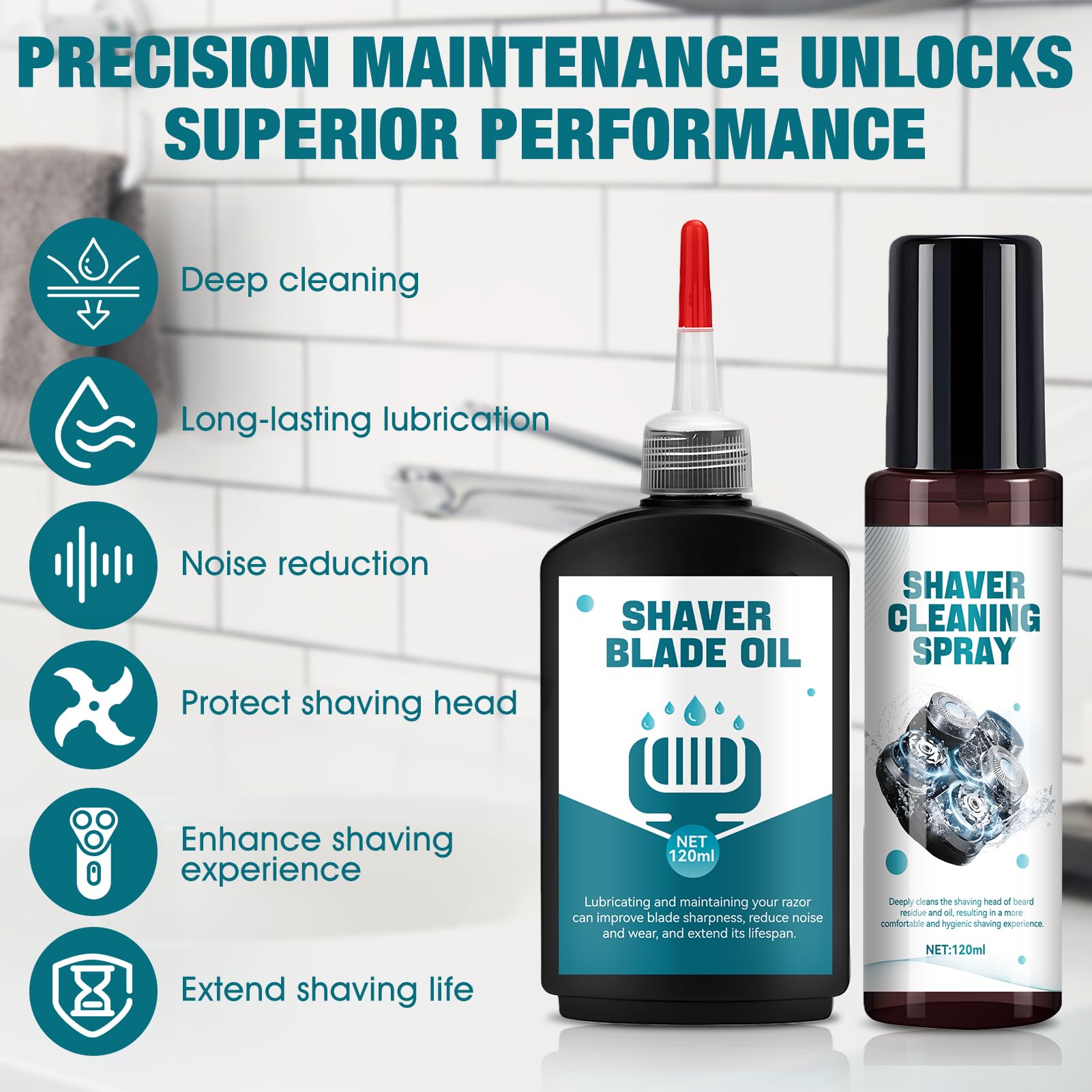Shaver Cleaning Solution, Electric Shaver Oil, Deeply cleans and Lubricates