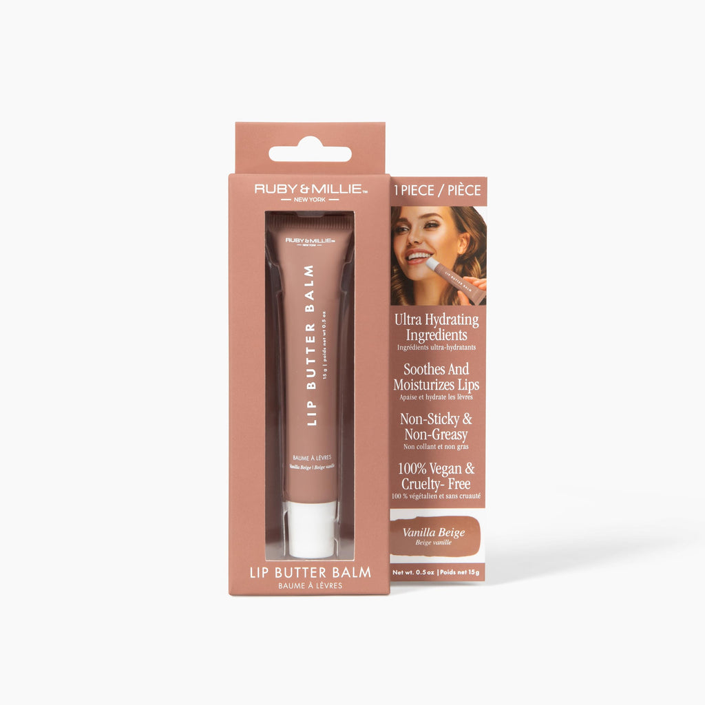 Ruby & Millie Tinted Lip Balm Vanilla Beige - Hydrating Vanilla Lip Balm - Moisturizing Lip Butter Balm Treatment - Tinted Glossy Vegan Lipbalm 0.5 Oz
