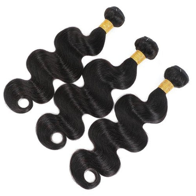 Human Hair Bundles 16 18 20 Inch 12A 100% Unprocessed Brazilian Virgin Hair Glossy Quick Weave Body Wave 3 Bundles Deals Natural Black Extensions