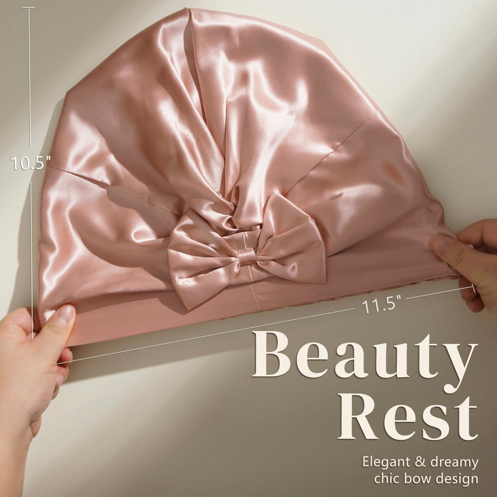 ZIMASILK 22 Momme Adjustable 100% Pure Mulberry Silk Bonnet for Sleeping Women, Double-Layered Silk Hair Bonnet for Anti-Frizz & Hair Protection – Reduces Slipping (1Pc, Blush Pink)
