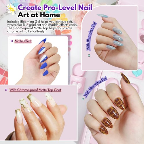 FZANEST 30pcs Gel Nail Polish Set, Professional HEAM-free TPO-free 10ml 26 Bright Colors DIY Gel Nail Set with Base Top Coat, Matte Top & Blooming – Pink Heart Shaped Bottles