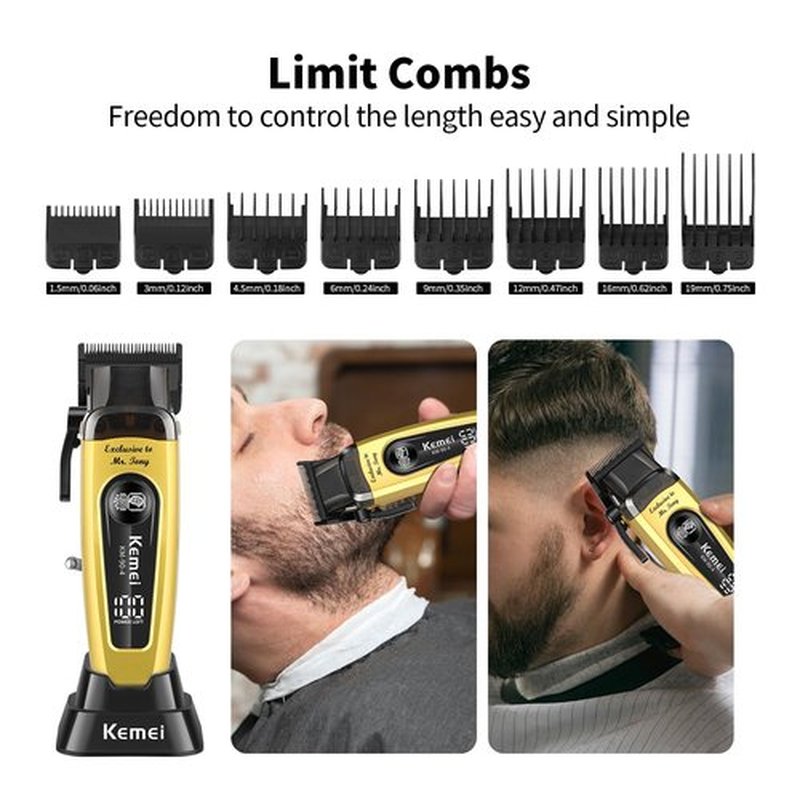 KEMEI KM-90-4 Professional Hair Clipper for Men Cord/Cordless Hair Cutting Kits, Hair & Beard Trimmer, Adjustable Blade Barber Clippers with USB Rechargeable, Gift for Men