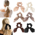 Glaudmeiss 6 PCS Small Silk Scrunchies, Hair Ties with Knotted Bows, Satin Hair Ribbons Elastic Hair Ties for Women Girls